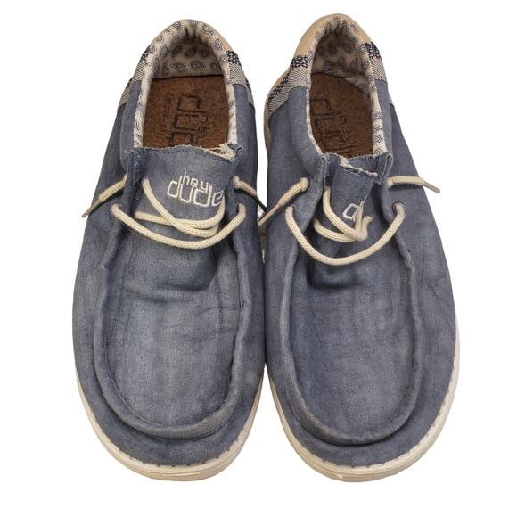 Hey Dude Mens Wally Linen Natural Collection Slip on Shoes Athletic Size 11 - Picture 2 of 10